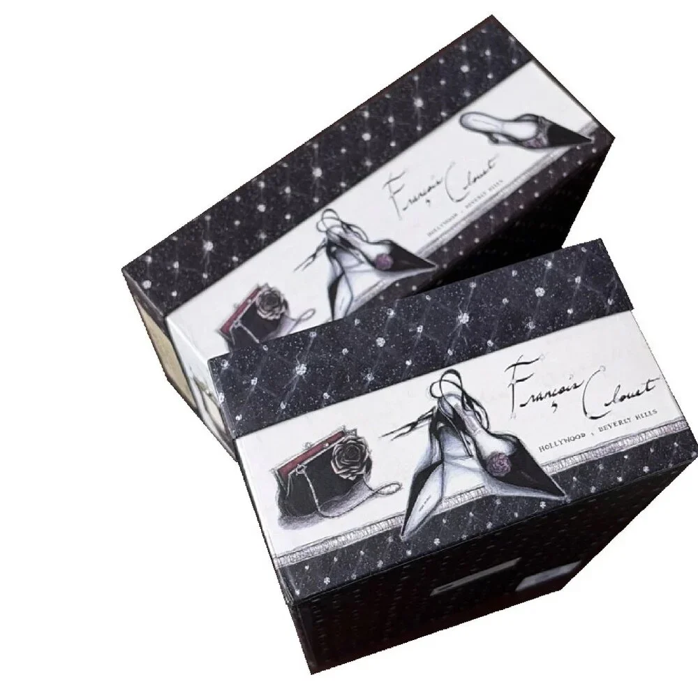 2 new Empty Shoe Boxes Francois Clouet Hollywood Beverly Hills Sketched Heels